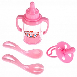 Набор для пупса Карапуз на 4 предмета: соска, поильник, ложечки (Карапуз, B1515005-RU 240)